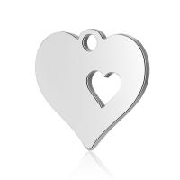 Stainless Steel Heart Pendants, platinum color plated, fashion jewelry, 12.5x12.5mm, Hole:Approx 2mm, 10PCs/Lot, Sold By Lot