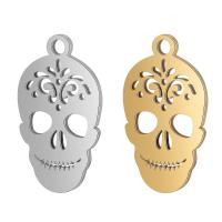 Stainless Steel Skull Pendants, plated, fashion jewelry & Halloween Jewelry Gift, more colors for choice, 11x18mm, Hole:Approx 2mm, 10PCs/Lot, Sold By Lot