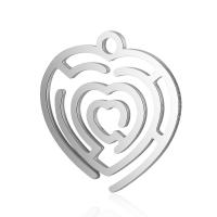 Stainless Steel Heart Pendants, platinum color plated, hollow, 17x18mm, Hole:Approx 2mm, 10PCs/Lot, Sold By Lot
