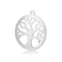 Stainless Steel Pendants, Tree, platinum color plated, hollow, 19.7x22mm, Hole:Approx 1mm, 10PCs/Lot, Sold By Lot