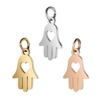 Stainless Steel Pendants, Hamsa, plated, fashion jewelry, more colors for choice, 10x19mm, Hole:Approx 5mm, 10PCs/Lot, Sold By Lot