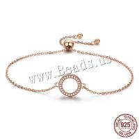 Cubic Zirconia Micro Pave Sterling Silver Bracelet, 925 Sterling Silver, Donut, rose gold color plated, micro pave cubic zirconia & for woman, more colors for choice, Sold Per Approx 9.4 Inch Strand