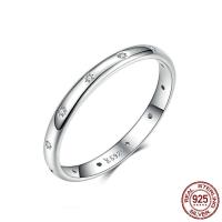 Cubic Zirconia Micro Pave 925 Sterling Silver Rings platinum plated Unisex & micro pave cubic zirconia 2mm US Ring Sold By PC