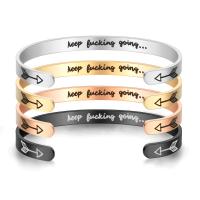 Stainless Steel Cuff Bangle, fashion jewelry & Unisex & with letter pattern, more colors for choice, 6mm, Sold By PC