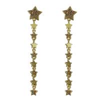 Cubic Zirconia Micro Pave Brass Earring, Star, real gold plated, micro pave cubic zirconia & for woman, nickel, lead & cadmium free, 6x8mm,71mm, Sold By Pair