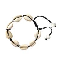Shell Jewelry Bracelet with Abrazine Stone & Wax Cord Unisex 8mm Length Approx 6.8-10.8 Inch Sold By Lot