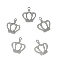 Stainless Steel Pendants, Crown, original color, 14x16x1mm, Hole:Approx 1.4mm, 50PCs/Bag, Sold By Bag