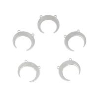 Stainless Steel Connector, Moon, 1/1 loop, original color, 12.50x14.50x1mm, Hole:Approx 1mm, 50PCs/Bag, Sold By Bag