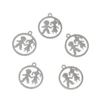 Bijoux pendentifs en acier inoxydable , creux, couleur originale, 15x17x1mm, Trou:Environ 1.4mm, 50PC/sac, Vendu par sac
