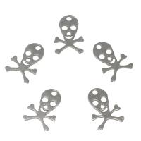 Stainless Steel Skull Pendants, Halloween Jewelry Gift, original color, 11.50x16x1mm, Hole:Approx 1.9mm, 50PCs/Bag, Sold By Bag