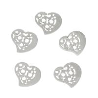 Stainless Steel Heart Pendants, hollow, original color, 12.50x14x1mm, Hole:Approx 1.5mm, 50PCs/Bag, Sold By Bag