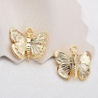 Brass Jewelry Pendants, Butterfly, real gold plated, DIY, nickel, lead & cadmium free, 10x10mm, Approx 30PCs/Lot, Sold By Lot