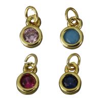 Cubic Zirconia Brass Pendants, gold color plated, with cubic zirconia, more colors for choice, nickel, lead & cadmium free, 4.50x6.50mm, Hole:Approx 3.5mm, 10PCs/Lot, Sold By Lot