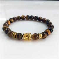 Natural Gemstone Howlite & Lava & Tiger Eye & Turquoise Bracelets Buddha Charms fashion jewelry & Unisex 8mm Approx 7.5 Inch Sold By Lot