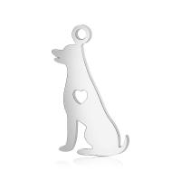 Stainless Steel Animal Pendants, Dog, for woman, original color, 11x20mm, Hole:Approx 2mm, 10PCs/Bag, Sold By Bag