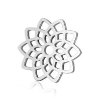 Stainless Steel Flower Pendant, hollow, original color, 15.8x15.8mm, 10PCs/Bag, Sold By Bag