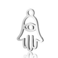 Stainless Steel Pendants, Hamsa, hollow, original color, 9.7x14.6mm, Hole:Approx 2mm, 10PCs/Lot, Sold By Lot