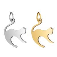 Stainless Steel Animal Pendants, Cat, for woman, more colors for choice, 14.5x21mm, Hole:Approx 5mm, 10PCs/Lot, Sold By Lot