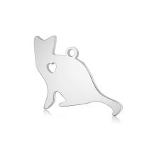 Stainless Steel Animal Pendants, Cat, for woman, original color, 22x17mm, Hole:Approx 2mm, 10PCs/Lot, Sold By Lot