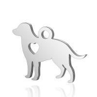 Edelstahl Tieranhänger, Hund, für Frau, originale Farbe, 11x15.5mm, Bohrung:ca. 2mm, 10PCs/Menge, verkauft von Menge