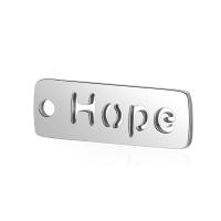 Stainless Steel Letter Pendants Rectangle for woman original color Approx 2mm Sold By Lot