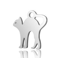Stainless Steel Animal Pendants, Cat, for woman, original color, 12x12.5mm, Hole:Approx 2mm, 10PCs/Lot, Sold By Lot