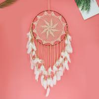 Fashion Dream Catcher, Iron, with Cotton Thread & Feather, handmade, white, nickel, lead & cadmium free, 400x1120mm, Sold By PC
