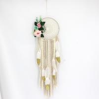 Fashion Dream Catcher Iron with Cotton Thread & Feather handmade beige nickel lead & cadmium free Sold By PC