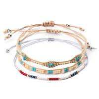 Nylon Cord Bracelet Set with Seedbead Round Adjustable & three pieces & for woman mixed colors nickel lead & cadmium free 280mm Sold By Set
