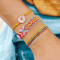 Nylon Cord Bracelet Set, with Tibetan Style, Flower, plated, Adjustable & three pieces & for woman, more colors for choice, nickel, lead & cadmium free, 320mm,300mm,270mm, 3PC/Set, Sold By Set