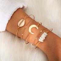 Tibetan Style Bracelet Set, bangle & bracelet, with Shell, plated, 5 pieces & for woman, golden, nickel, lead & cadmium free, Sold By Set