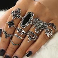 Zinc Alloy ring Set, vinger ring, plated, 12 stuks & voor vrouw, zilver, nikkel, lood en cadmium vrij, Verkocht door Stel