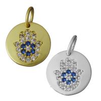 Cubic Zirconia Micro Pave Brass Pendant, Flat Round, plated, micro pave cubic zirconia, more colors for choice, nickel, lead & cadmium free, 10x10x1.50mm, Hole:Approx 3.5mm, 10PCs/Lot, Sold By Lot