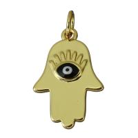 Brass Pendant Evil Eye Hamsa gold color plated enamel nickel lead & cadmium free Approx 3.5mm Sold By Lot