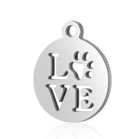 Stainless Steel Pendant Setting, Round, for woman & hollow, original color, 12x14mm, Hole:Approx 2mm, 10PCs/Lot, Sold By Lot