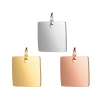 Stainless Steel Pendants, Square, Unisex, more colors for choice, 12x15.5mm, Hole:Approx 4mm, 5PCs/Lot, Sold By Lot