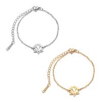 Stainless Steel Jewelry Bracelet, with 6cm extender chain, Flower, oval chain & for woman & hollow, more colors for choice, Length:Approx 5.71 Inch, 2Strands/Lot, Sold By Lot