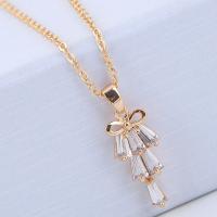 Brass Necklace, with Cubic Zirconia, plated, for woman, golden, nickel, lead & cadmium free, 420x28x10mm, Sold By Strand