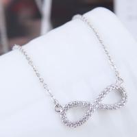 Messing Halskette, mit kubischer Zirkonia, Unendliche, plattiert, für Frau, keine, frei von Nickel, Blei & Kadmium, 420x24x10mm, verkauft von Strang