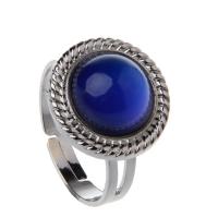 Zinc Alloy Finger Ring with Glass platinum color plated adjustable & for woman & change their color according to the temperature nickel lead & cadmium free US Ring .5-10.5 Sold By Bag