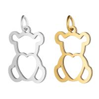 Stainless Steel Animal Pendants, Bear, hollow, more colors for choice, 14x22mm, 10PCs/Lot, Sold By Lot