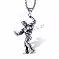 Stainless Steel Pendants, Muscle Man, polished, fashion jewelry, 60X37MM, Sold By PC
