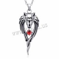 Stainless Steel Animal Pendants, Wolf, fashion jewelry & with rhinestone, 62X27MM, Sold By PC