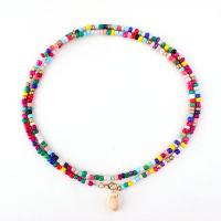 Glass Beads Sweater Necklace, with Shell & Tibetan Style, plated, fashion jewelry & different styles for choice & for woman, 80cm, Sold Per Approx 31.49 Inch Strand