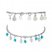 Tibetan Style Anklet, with Seedbead, plated, 2 pieces & for woman, silver color, nickel, lead & cadmium free, Sold By Set
