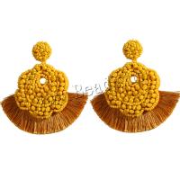 Seedbead Tassel Earring, with Polyester, Bohemian style & for woman, more colors for choice, nickel, lead & cadmium free, 83mm, Sold By Pair