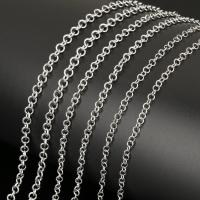 Nehrđajući čelik nakit lanac, s plastična kalem, okrugli karika lanca & različite veličine za izbor, izvorna boja, Približno 10m/spool, Prodano By spool