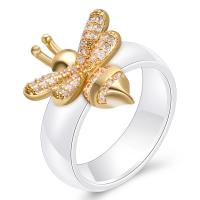 Porcelana anillo, Abeja, diverso tamaño para la opción & para mujer & con diamantes de imitación, más colores para la opción, 17mm, agujero:aproximado 1mm, Vendido por UD