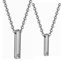 Edelstahl Schmuck Halskette, Rechteck, unisex & verschiedene Größen vorhanden & Oval-Kette & mit Strass, keine, Bohrung:ca. 1mm, verkauft per ca. 15.75 ZollInch Strang