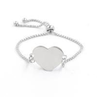 Stainless Steel Jewelry Bracelet Heart adjustable & for woman original color 25mm Sold Per Approx 7.5 Inch Strand